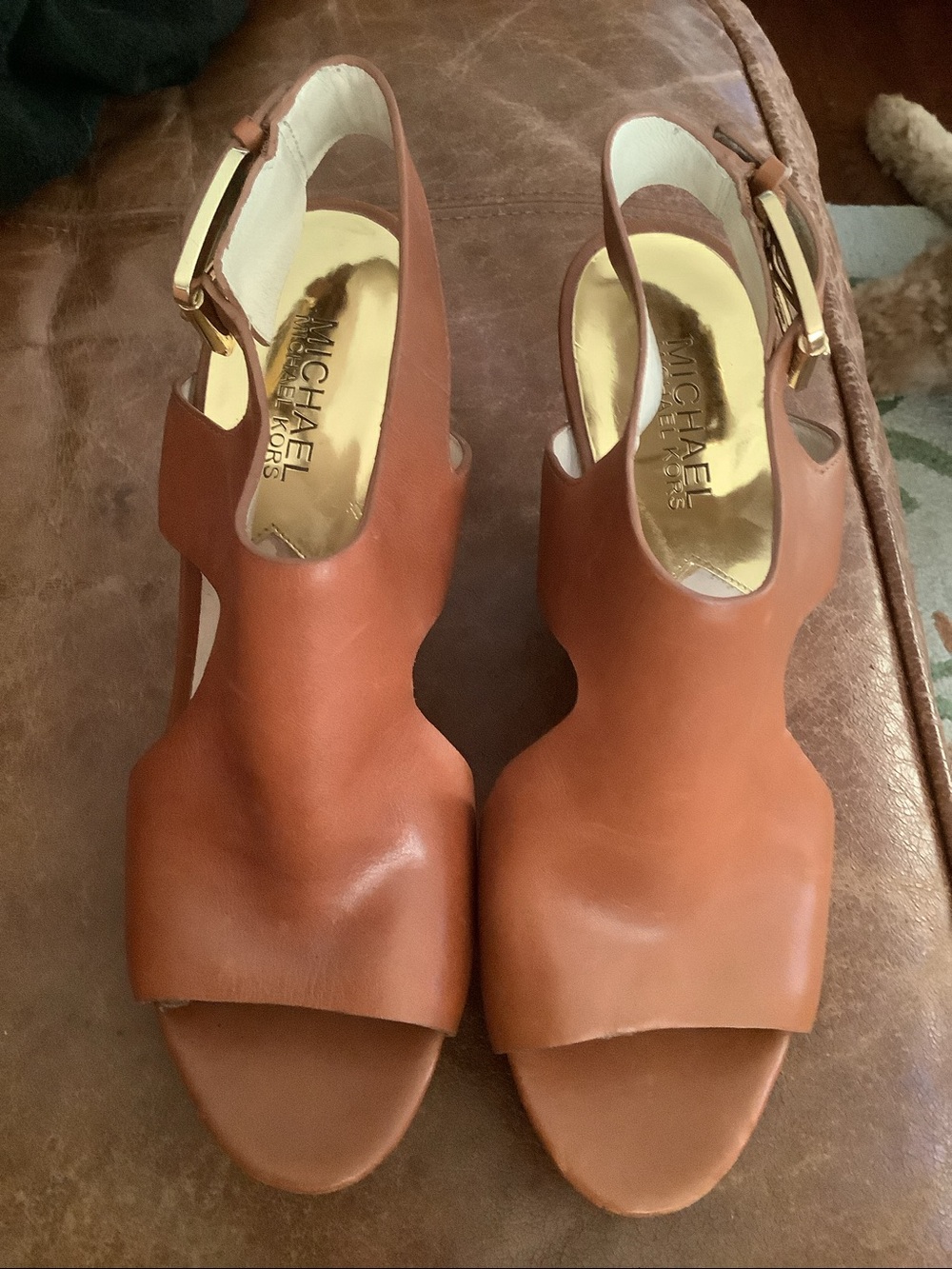 Michael Kors Josephine Leather Wedge Sandals Size 7.5 - Picture 6 of 11
